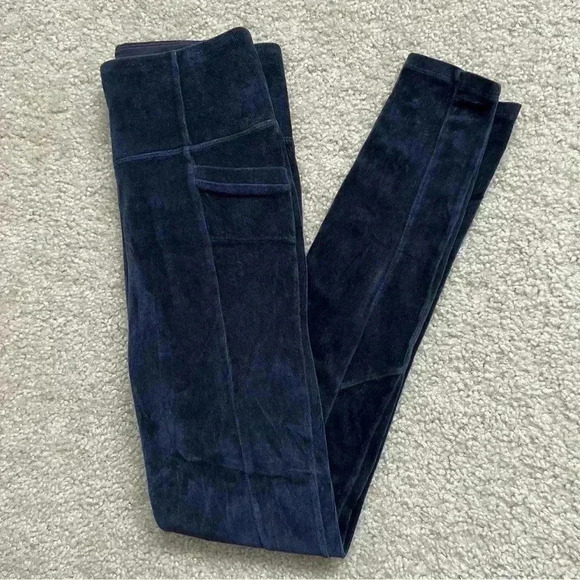 Athleta Cord Velour High Waisted Blue Metro Tight Leggings Size S Small 457434 - Picture 3 of 16